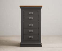 Charwood Oak and Charcoal Painted 5 Drawer Tallboy