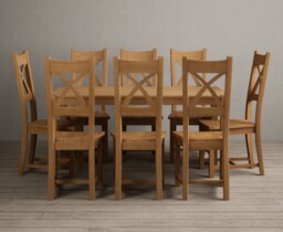 York 150cm Solid Oak Dining Table with 8 Charcoal Grey Natural Solid Oak Chairs