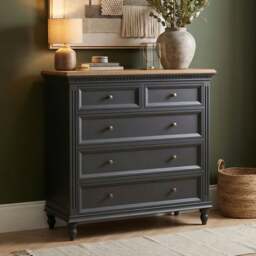 Francis Oak and Charcoal Grey Painted 2 Over 3 Chest of Drawers