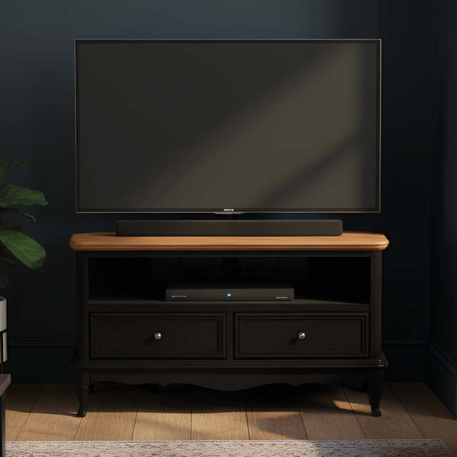 Chateau Noir Oak and Black Painted Corner TV Cabinet