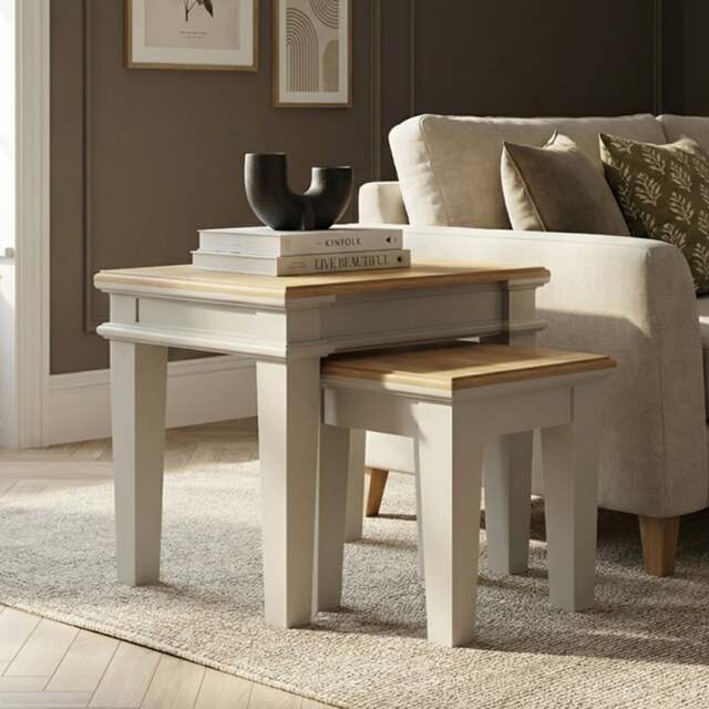 Lawson Oak and Soft White Painted Nest Of Tables