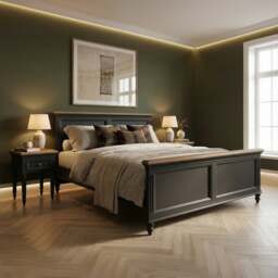 Francis Oak and Charcoal Grey Painted King Size Bed