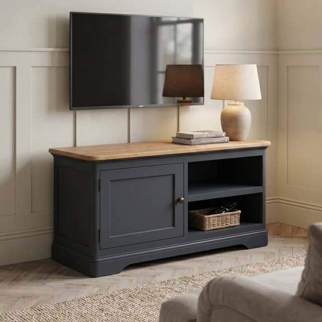 Bridstow Oak and Blue Painted Small TV Cabinet