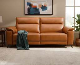 Sinclair Cognac Leather 3 Seater Recliner Sofa