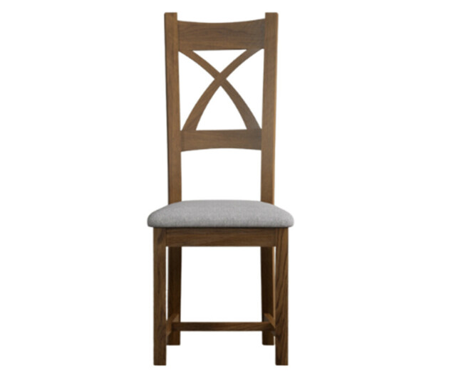 Rustic Solid Oak Light Grey Set of 2 Fabric Dining Chairs
