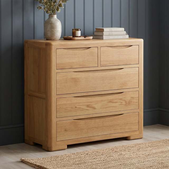 Harper Solid Oak 2 Over 3 Chest of Drawers