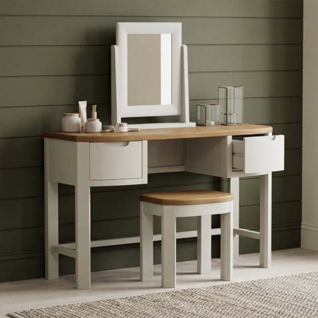 Bradwell Oak and Signal White Painted Dressing Table Set