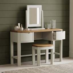Bradwell Oak and Signal White Painted Dressing Table Set
