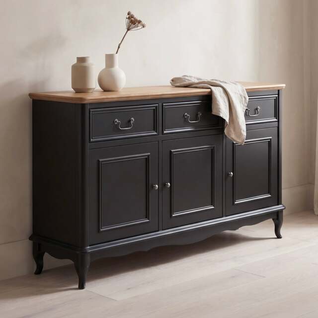 Chateau Noir Oak and Black Painted Large Sideboard