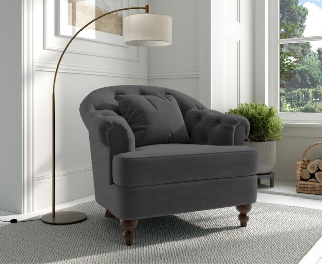 Richmond Dark Grey Velvet Accent Chair
