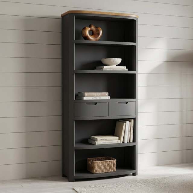 Bradwell Oak and Charcoal Painted Tall Bookcase