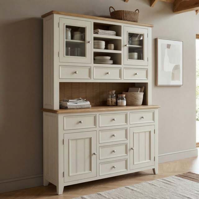 Weymouth Oak and Soft White Painted Large Dresser