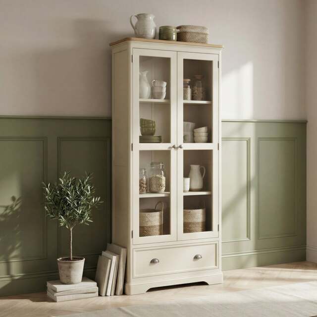 Madley Oak and Cream Painted Glazed Display Cabinet