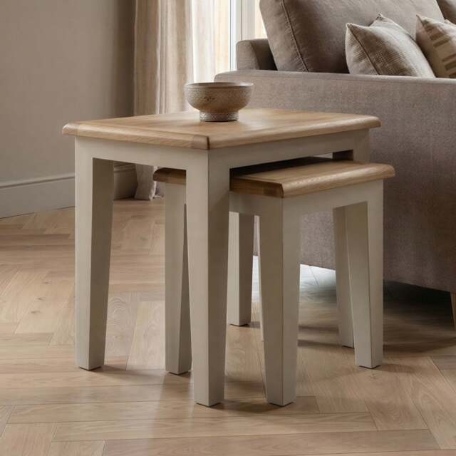 Weymouth Oak and Soft White Painted Nest Of Tables