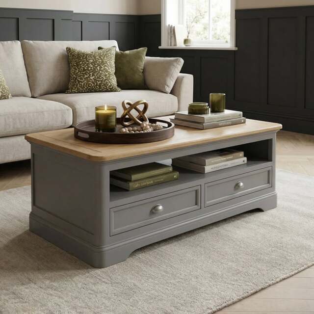 Felton Oak and Light Grey Painted 4 Drawer Coffee Table