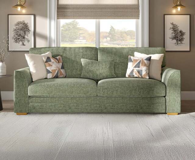 Jasper Hunter Green Chenille Fabric 4 Seater Sofa