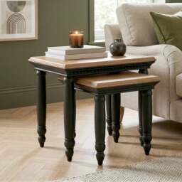 Francis Oak and Charcoal Grey Painted Nest Of Tables