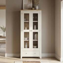 Weymouth Oak and Soft White Painted Glazed Display Cabinet