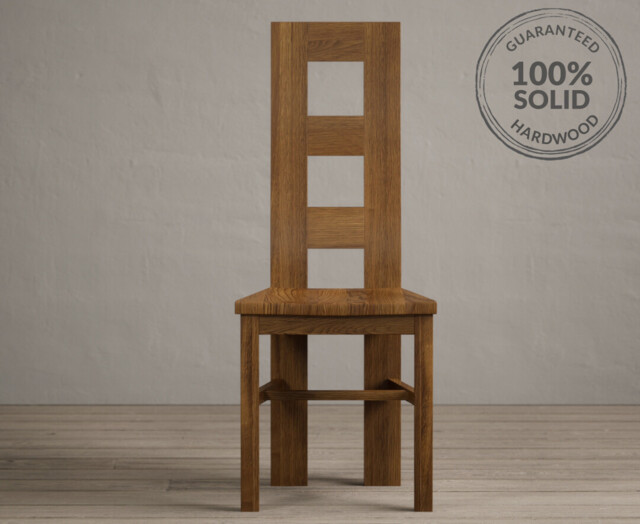 Rustic Solid Oak Rustic Oak Set of 2 Oak Dining Chairs