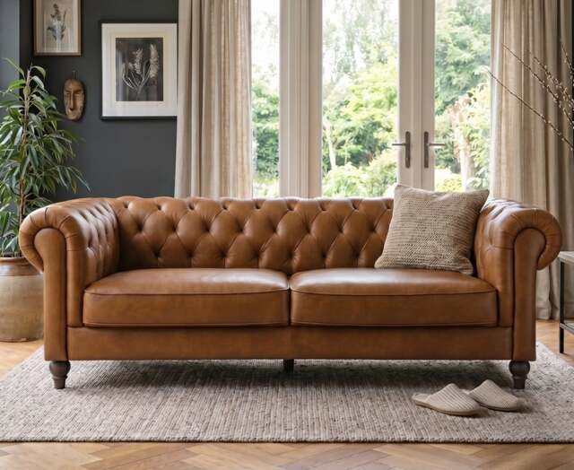 Jameson Cognac Leather 3 Seater Sofa