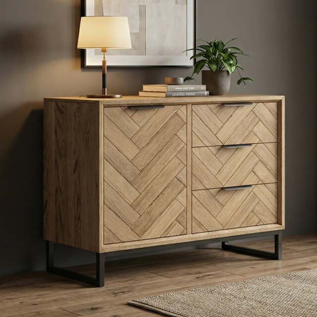 Herringbone Solid Oak Small Sideboard