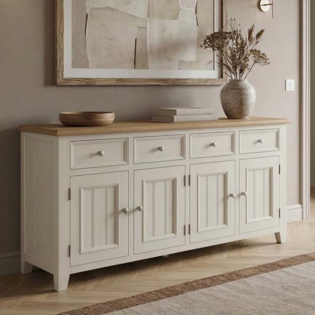 Weymouth Oak and Soft White Painted Extra Large Sideboard
