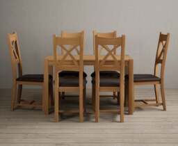 York 120cm Solid Oak Dining Table with 4 Charcoal Grey Natural Solid Oak Chairs