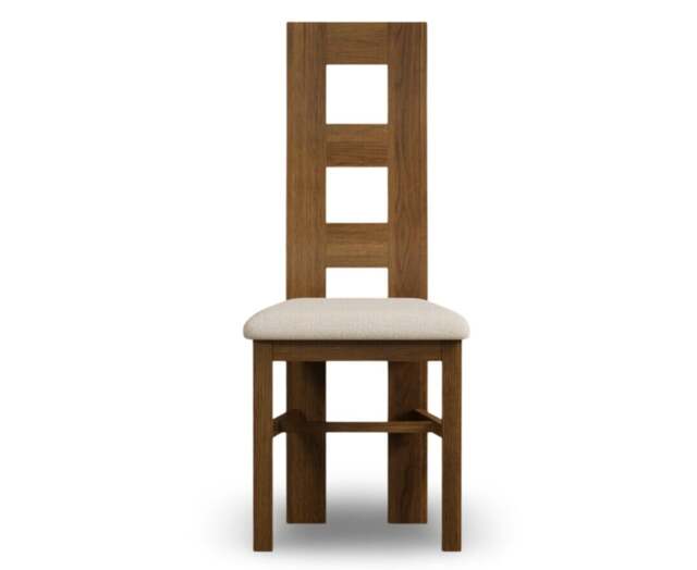 Rustic Solid Oak Linen Set of 2 Fabric Dining Chairs