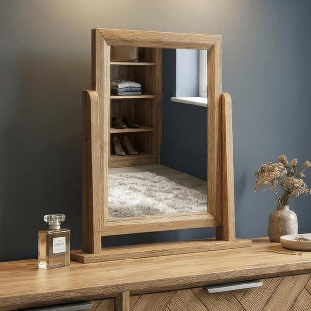 Herringbone Solid Oak Dressing Table Mirror