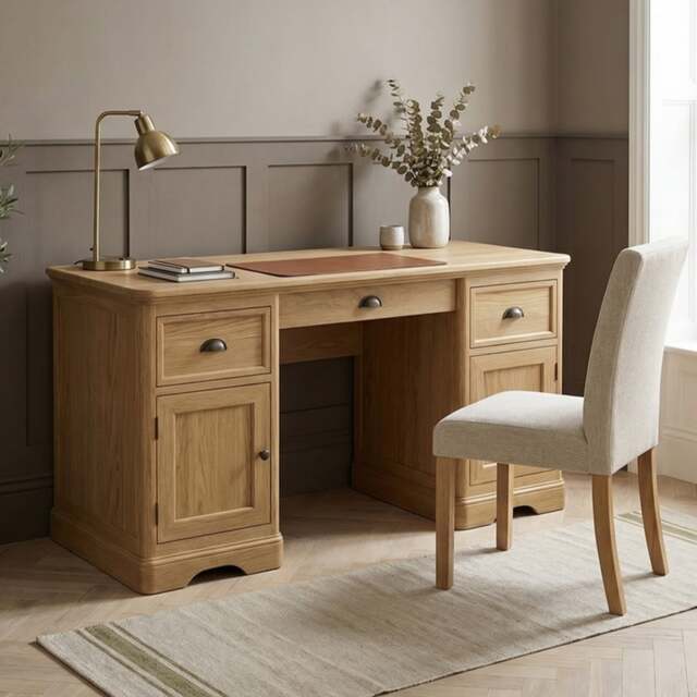 Cambridge Solid Oak Computer Desk