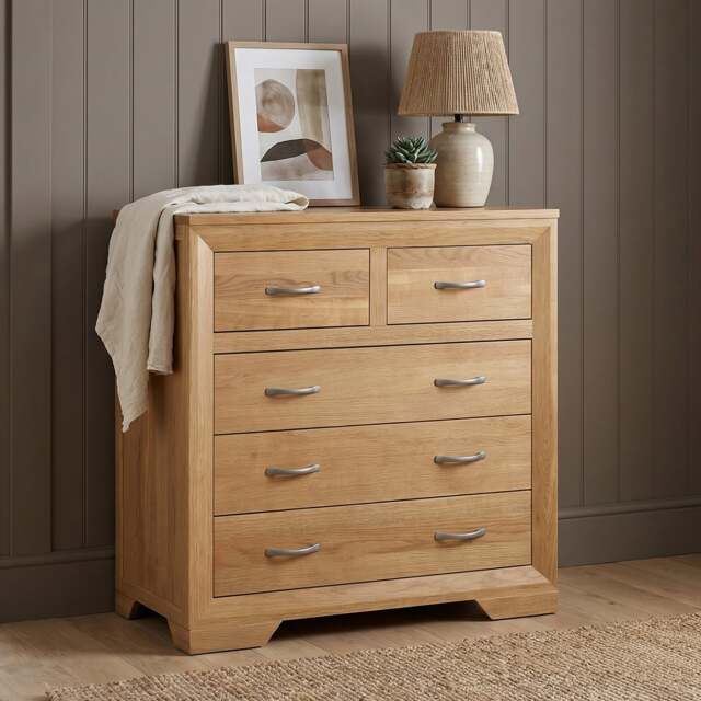 Tilt 100% Solid Oak 2 Over 3 Chest of Drawers