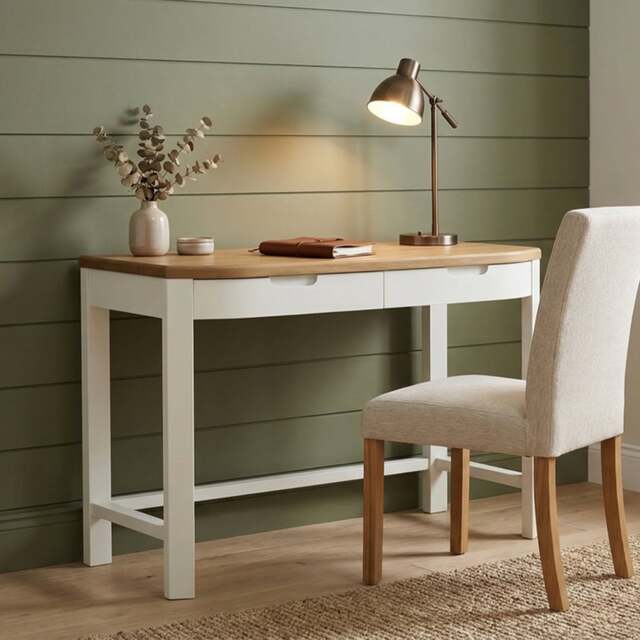 Bradwell Oak and Signal White Painted Compact Desk