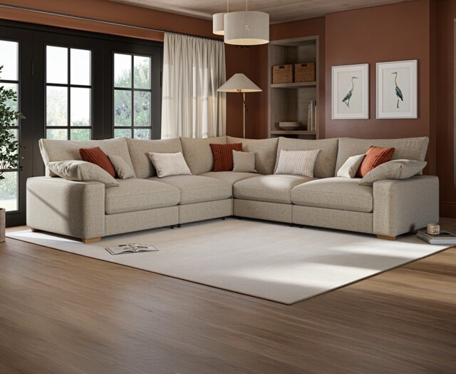 Sorrento Natural Fabric Large Corner Sofa