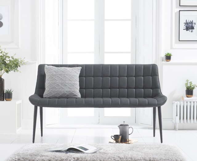 Larson Grey Faux Leather Bench
