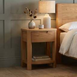 Somerton Curved Solid Oak 1 Drawer Bedside Chest