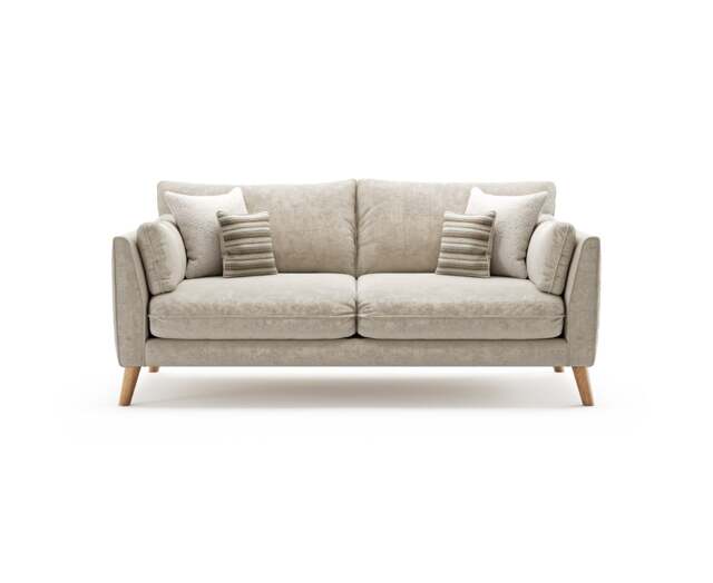 Palermo Cream Chenille Fabric 3 Seater Sofa