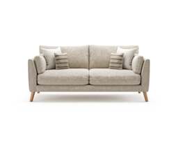 Palermo Cream Chenille Fabric 3 Seater Sofa