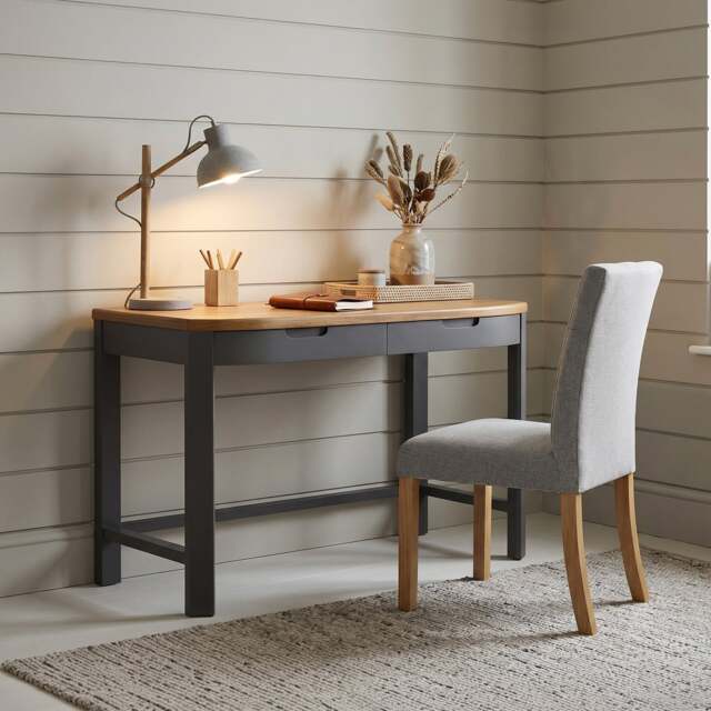 Bradwell Oak and Charcoal Painted Compact Desk