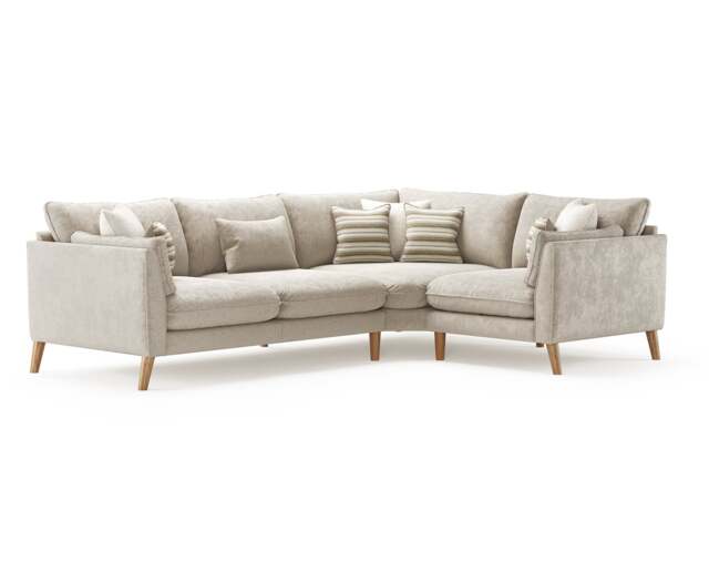 Palermo Cream Chenille Fabric Right Hand Facing Corner Sofa