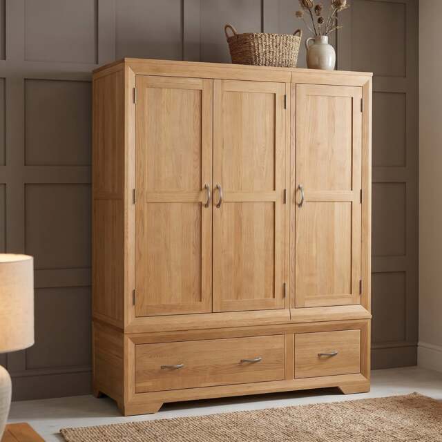 Tilt 100% Solid Oak Triple Wardrobe