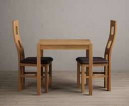 York 80cm Solid Oak Dining Table with 4 Oak Natural Chairs