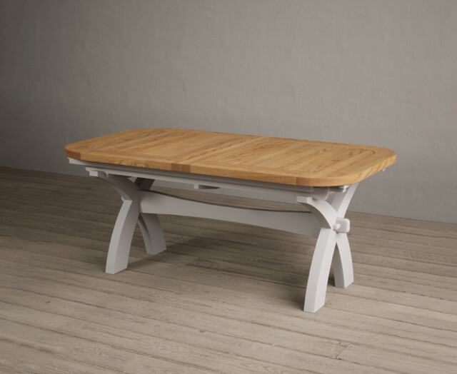 Extending Olympia 180cm Oak and Soft White Painted Dining Table