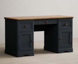 Bridstow Oak and Blue Painted Computer Desk