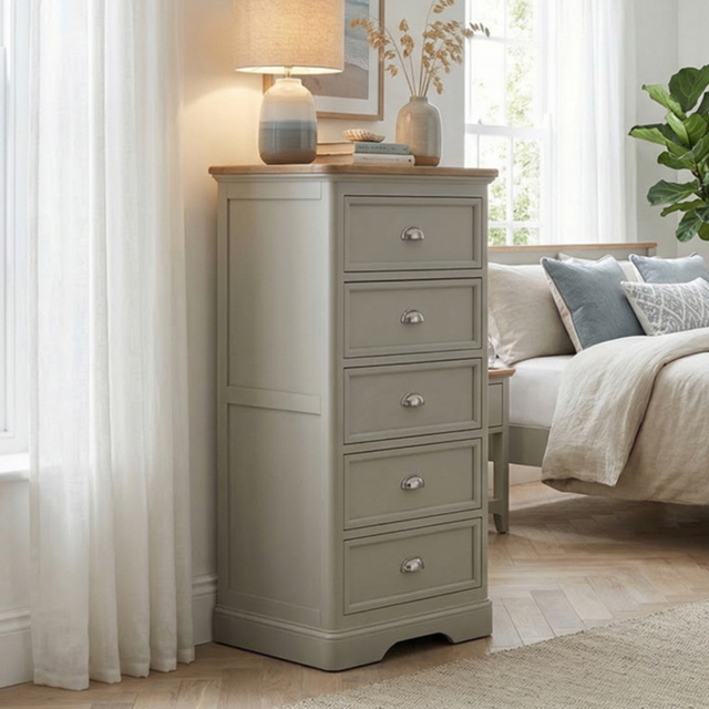 Brampton Soft Green Painted 5 Drawer Tallboy
