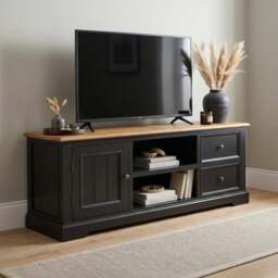 Charlton Oak and Black Painted Super Wide TV Cabinet