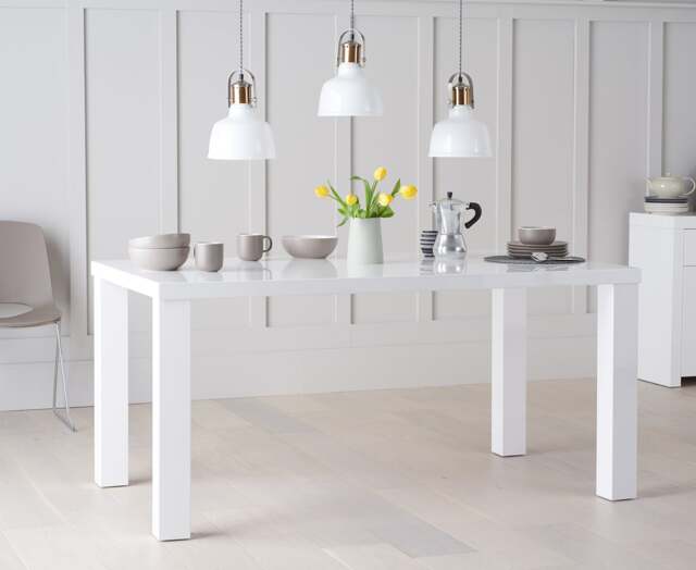 Seattle 160cm White High Gloss Dining Table