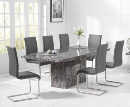 Crema 180cm Grey Marble Dining Table with 6 Grey Austin Chairs