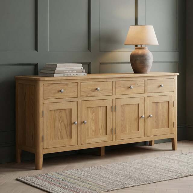 Extra Large Solid Oak Sideboard - Wide Storage