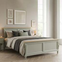 Francis Oak and Soft Green Painted King Size Bed
