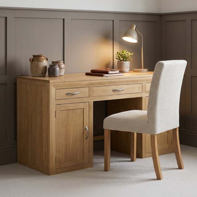 Tilt 100% Solid Oak Large Computer Desk